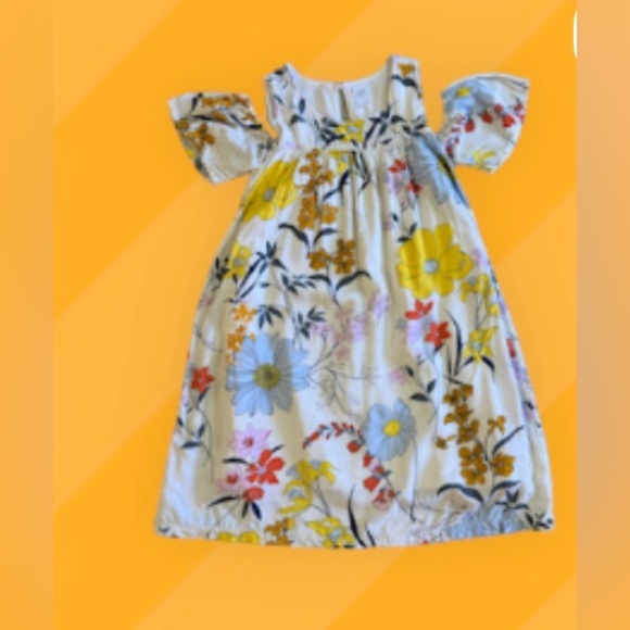 Gap Kids Floral Botanical Cold Shoulder Swing white floral Dress Size L - Picture 4 of 16